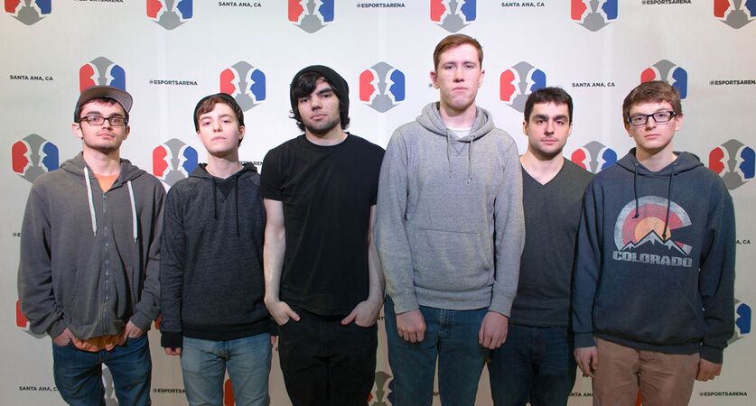 EVL Gaming at Esports Arena Rewind 2017. From left to right: cookiejake, garbuglio, yomps, Bdonski, rando, corsa.