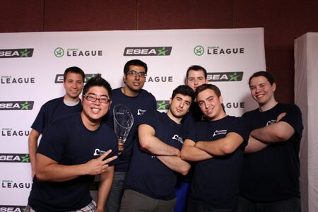 Leviathan Gaming on ESEA Season 11 LAN. From left to right: Sponsor, enoryt, cyzer, clockwork, Dave_AC, shade, b4nny
